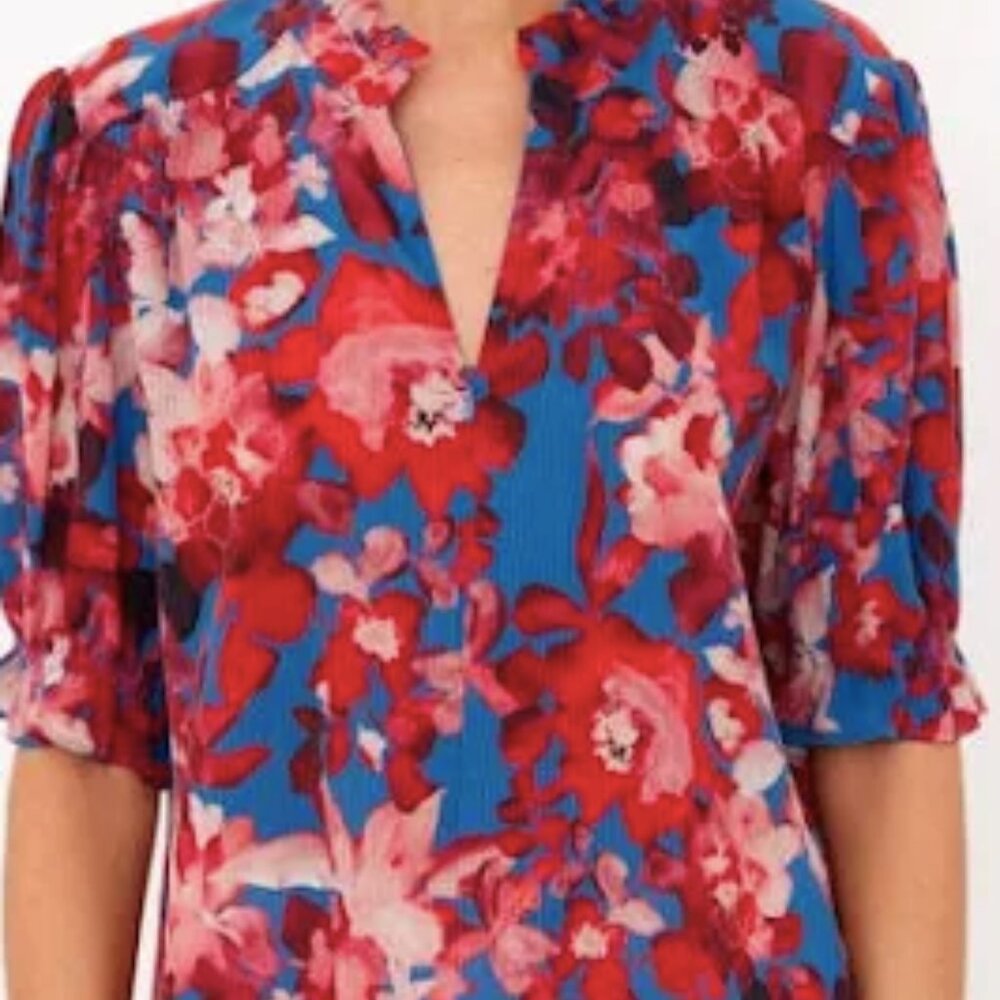 NWOT Go by Go Silk Go Soft Spoken Short Sleeve Silk Bluse